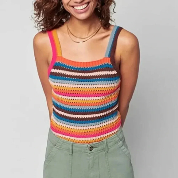 Faherty Byt Rainbow Falls Crochet Tank Top NWT Size XL - Picture 4 of 6